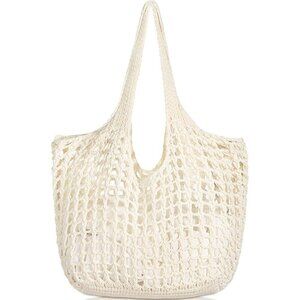 Women's Cream Shoulder Shopping Handbag Casual Travel Totes Fold Able Bags